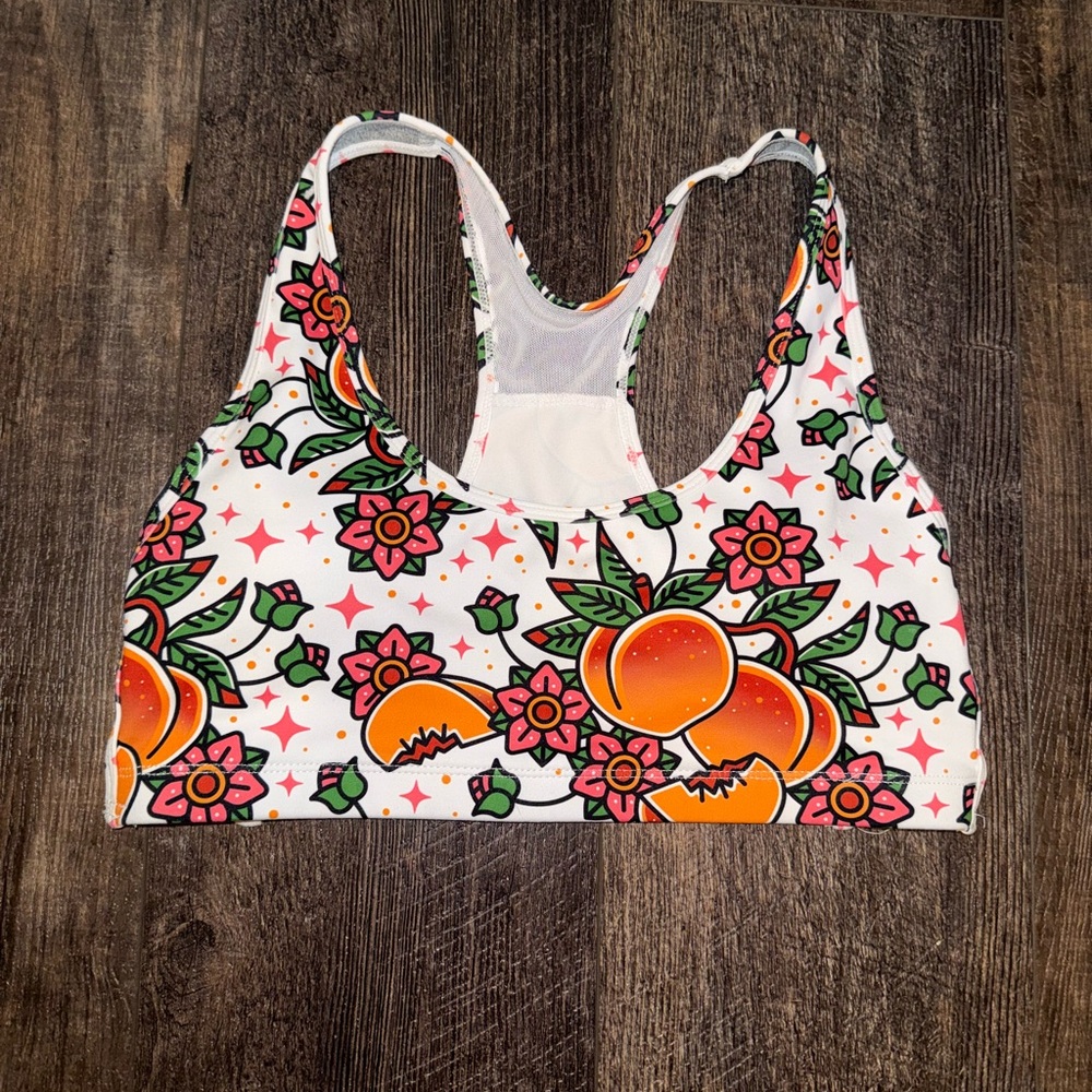 RokFit Peaches & Roses Sports Bra - Size Large